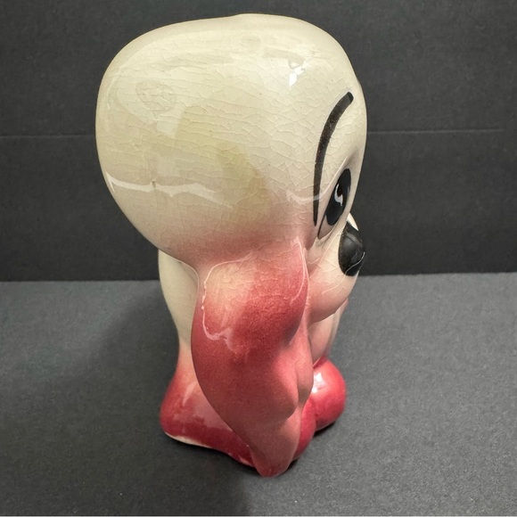Vintage Cocker Puppy Big & Sad Eye Dog Ceramic Planter, Ivory And Pink, 5” Tall - Picture 2 of 8